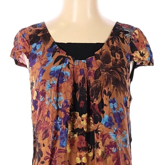 Anthropologie Silk Floral Flowy Tunic Dress - Picture 9 of 10